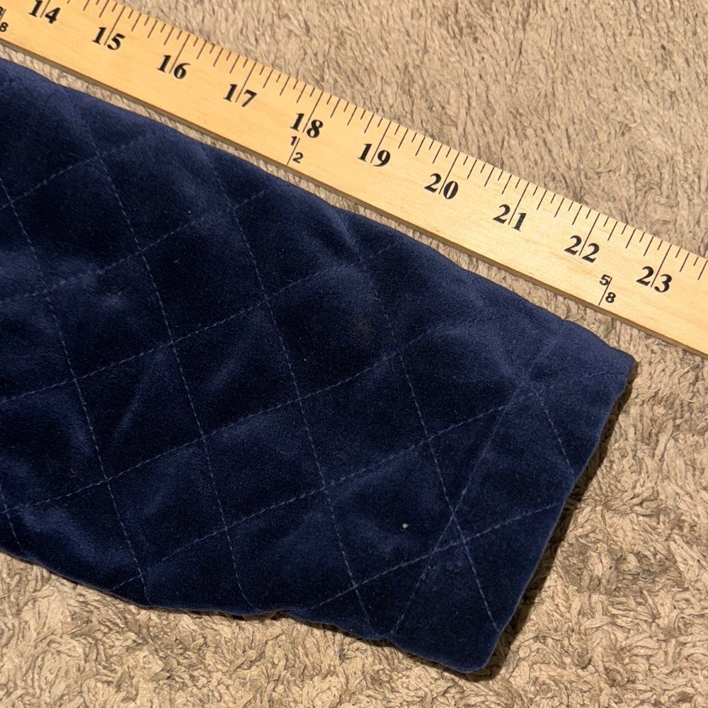 Vintage Herman Geist Blue Quilted Velvet Blazer Gold Buttons size L Quiet Luxury - Picture 8 of 11